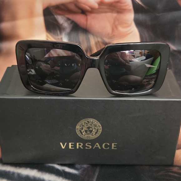Versace Glossy 54mm Square Black Sunglasses main image 4